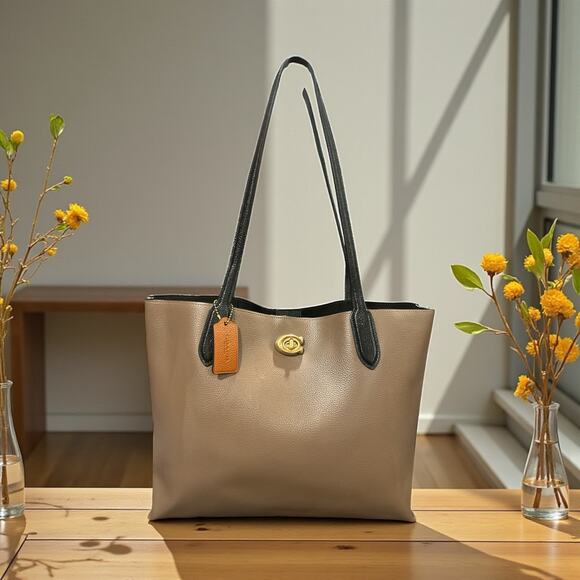 Coach Handbags - Coach Willow Tote Bag in Color-block Polished  Pebble Leather